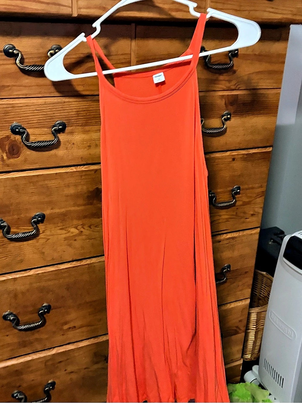 Old Navy High-Neck Swing Tank Dress Maxi in Orange
